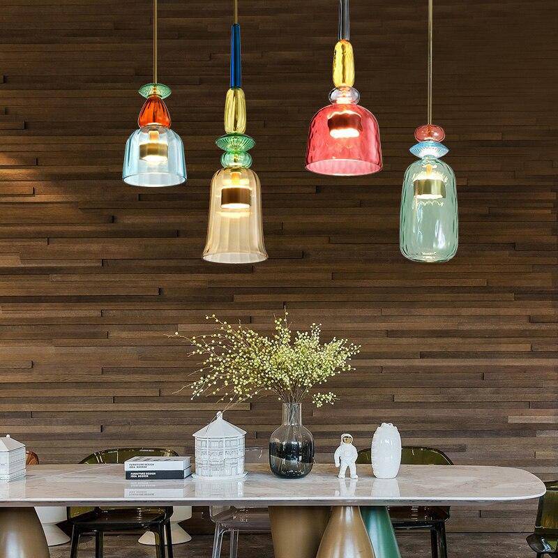 Tinted Glass Metal Frame & Integrated LED Pendant Light (Three Sizes)