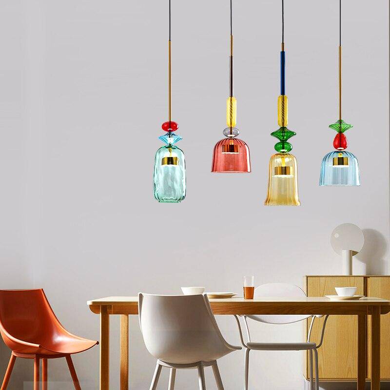 Tinted Glass Metal Frame & Integrated LED Pendant Light (Three Sizes)