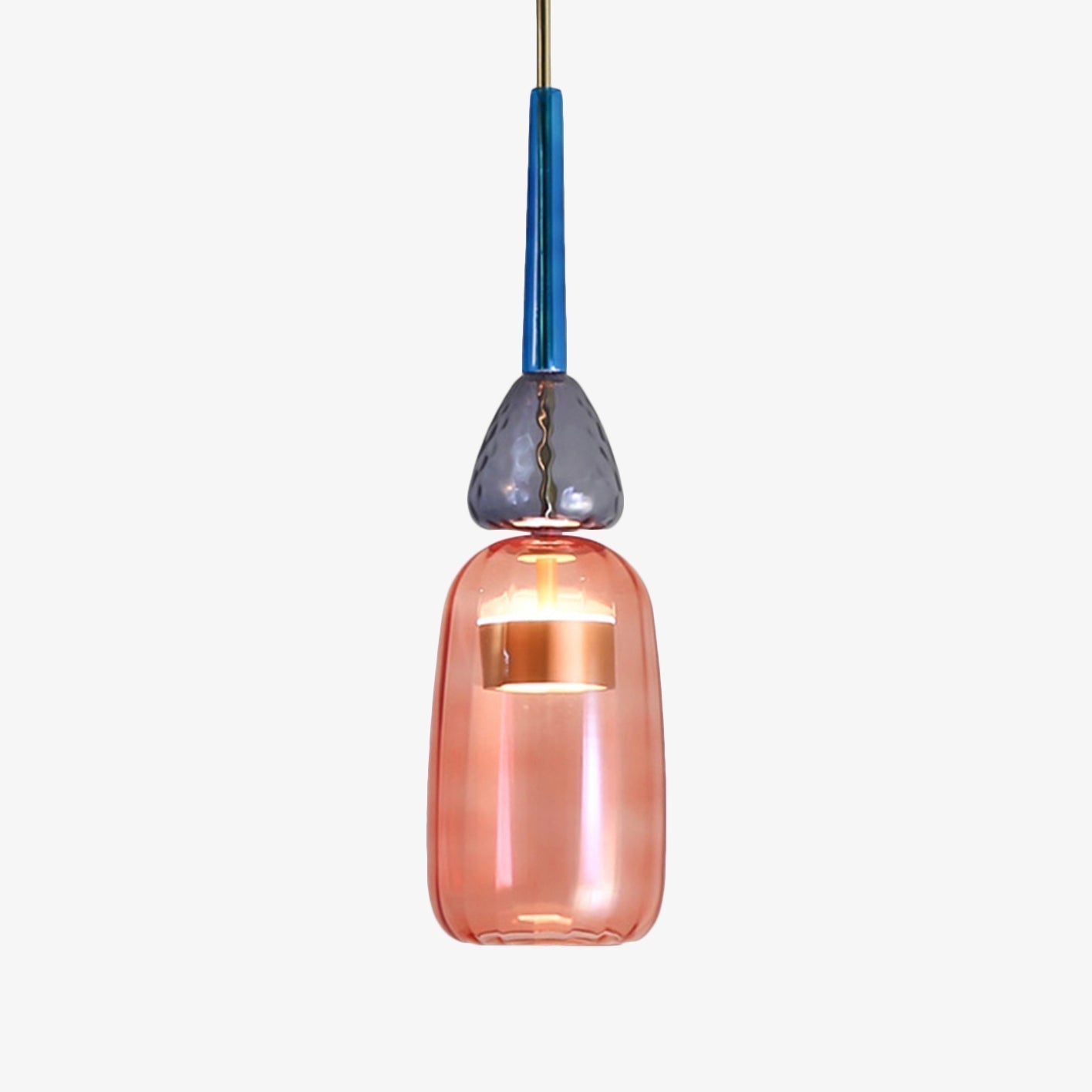 Tinted Glass Metal Frame & Integrated LED Pendant Light (Three Sizes)