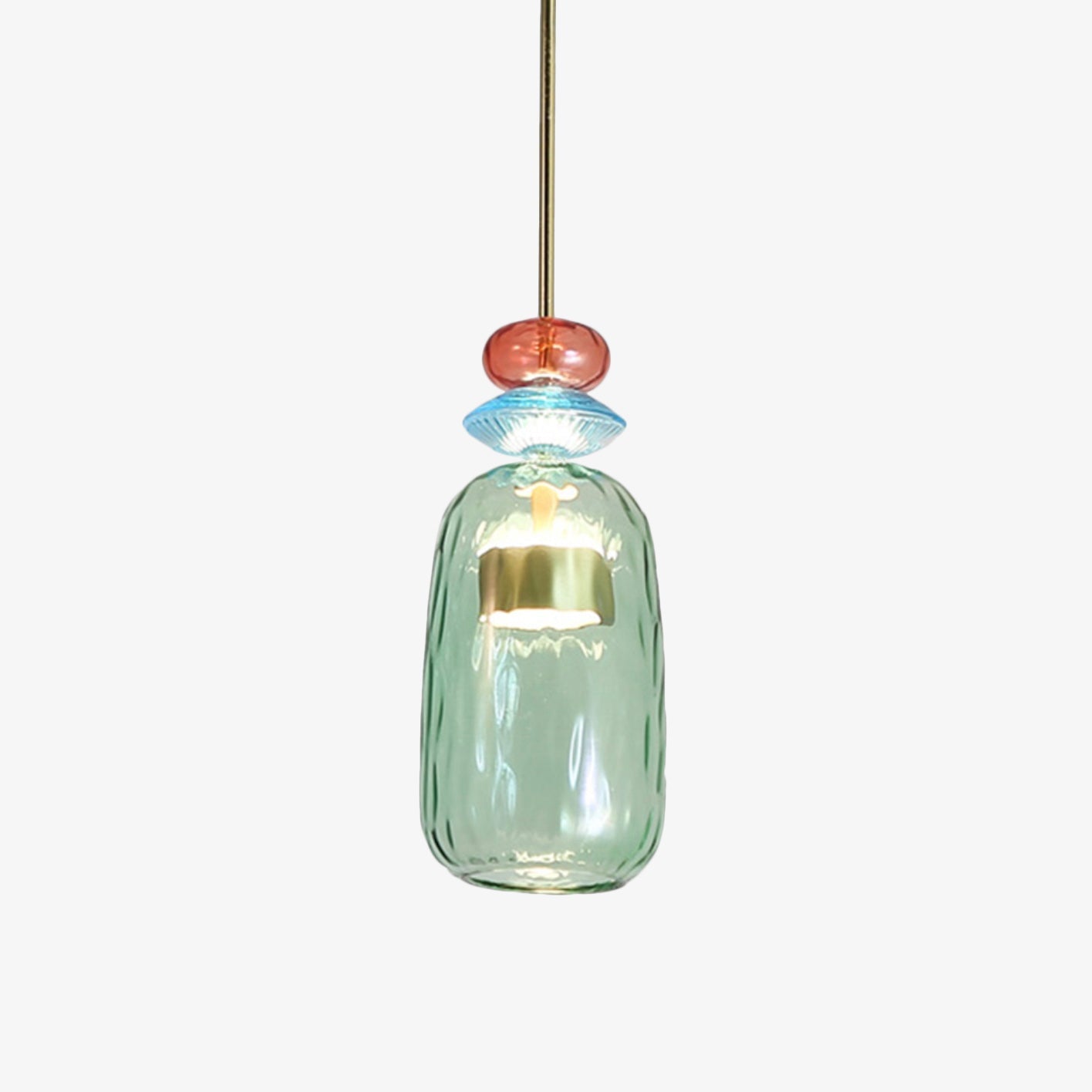 Tinted Glass Metal Frame & Integrated LED Pendant Light (Three Sizes)