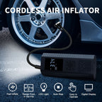 Tire Inflator Cordless LED Gauge USB Rechargeable 150 PSI