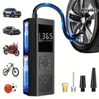 Tire Inflator Cordless LED Gauge USB Rechargeable 150 PSI