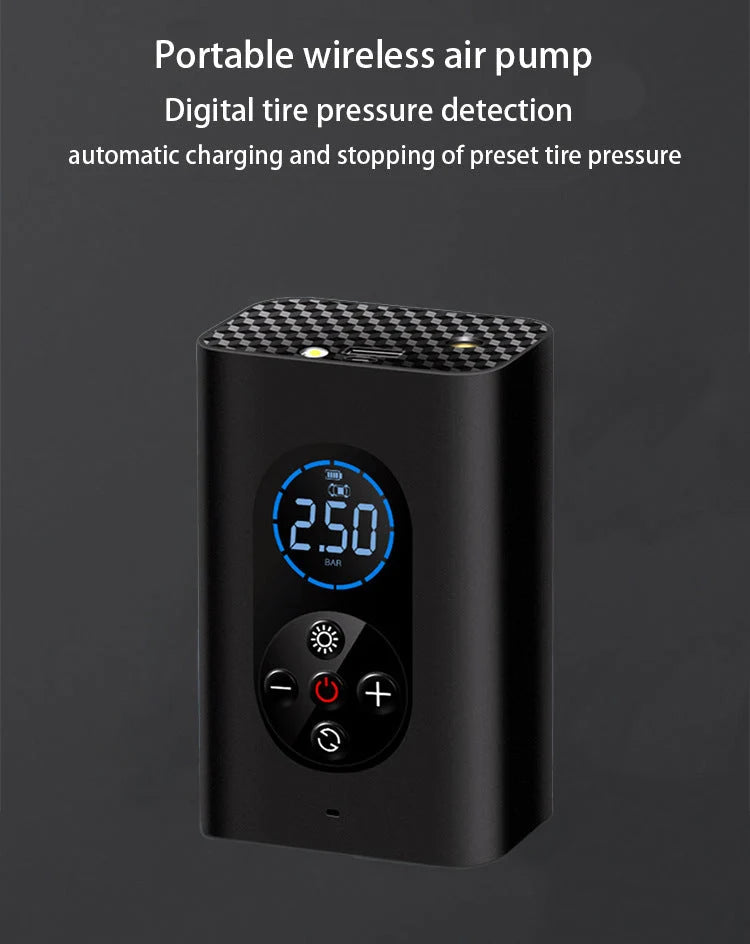Tire Inflator Cordless USB Rechargeable LED Light