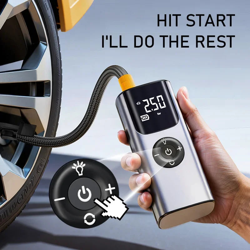 Tire Inflator Digital Display USB Rechargeable 150 PSI