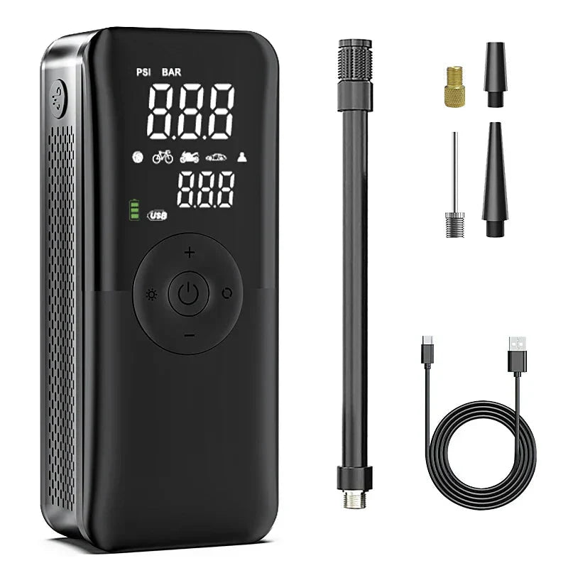 Tire Inflator Digital Gauge USB Rechargeable 120 PSI