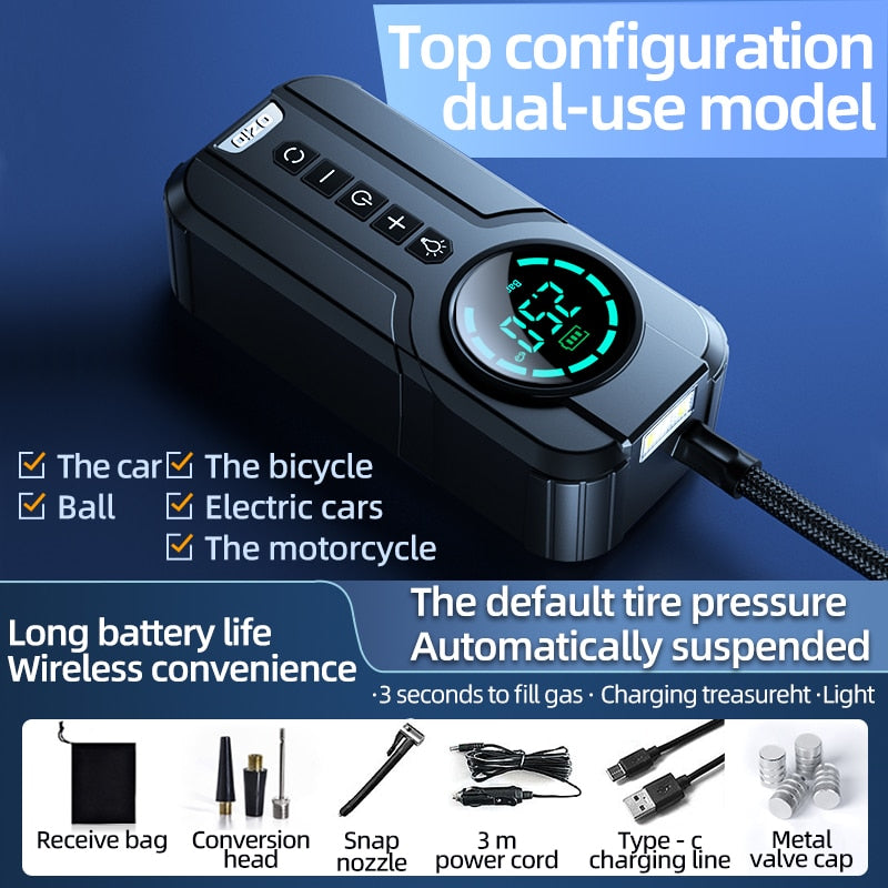Tire Inflator High-Speed Motor Digital Gauge & Built-In LED