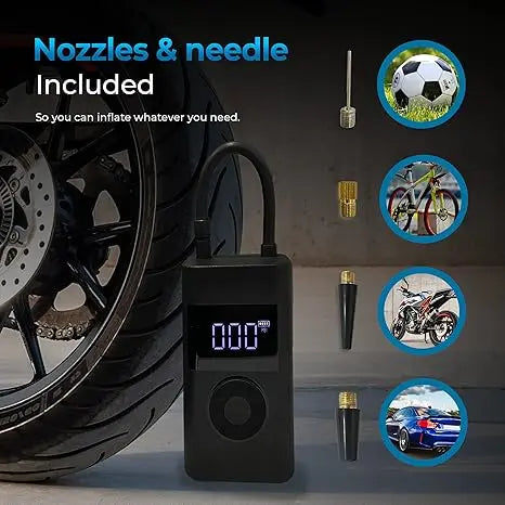 Tire Inflator Portable USB Rechargeable LCD Auto-Stop