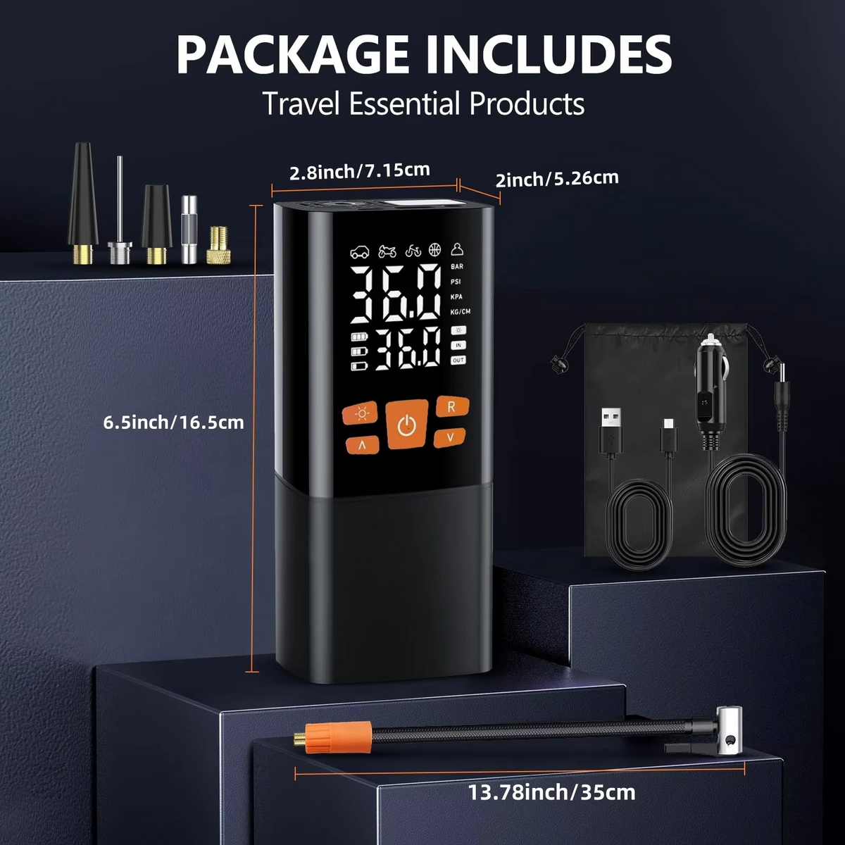 Tire Inflator Rechargeable 180 PSI Digital Gauge