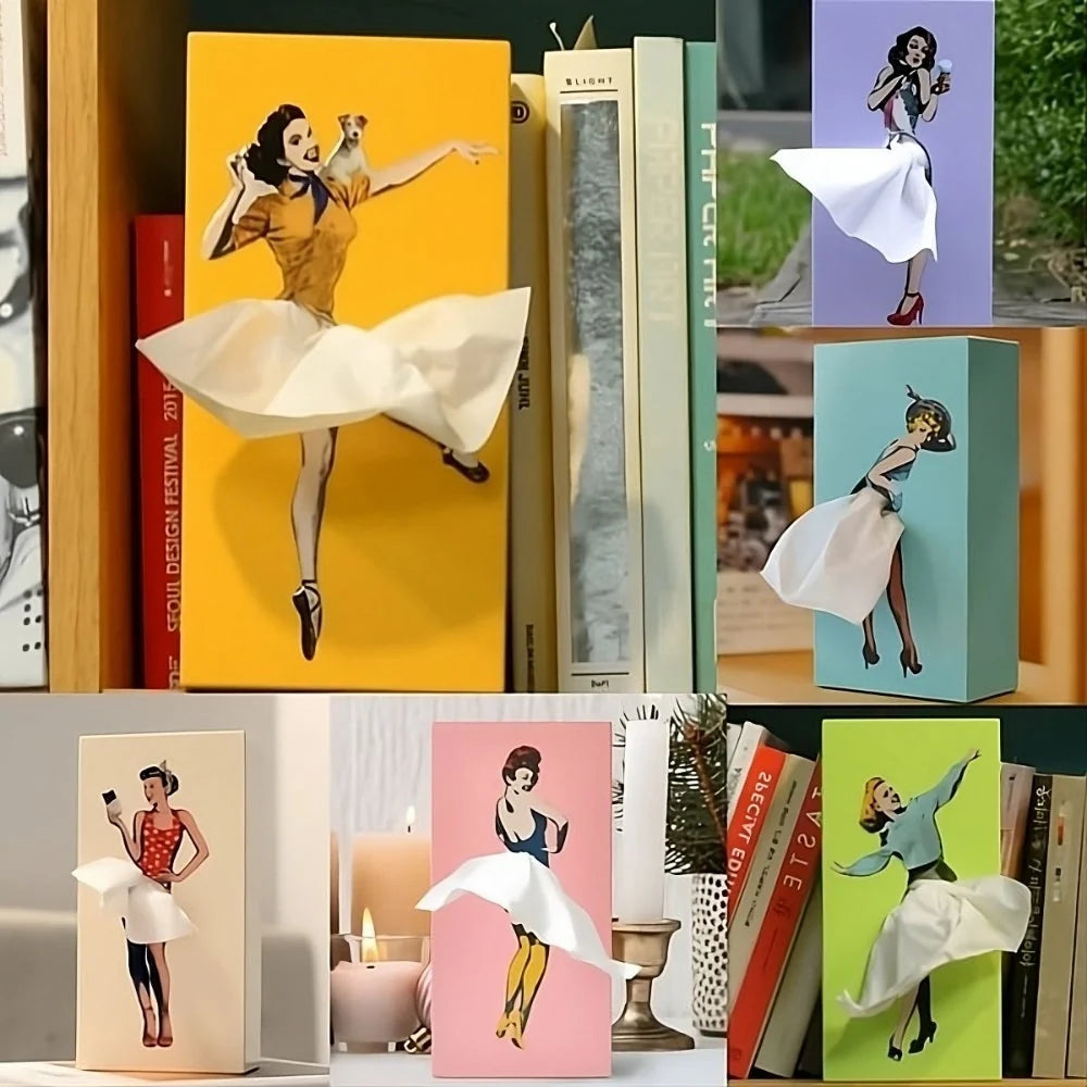 Tissue Box Cover Dancing Figure Design Fits Standard Packs