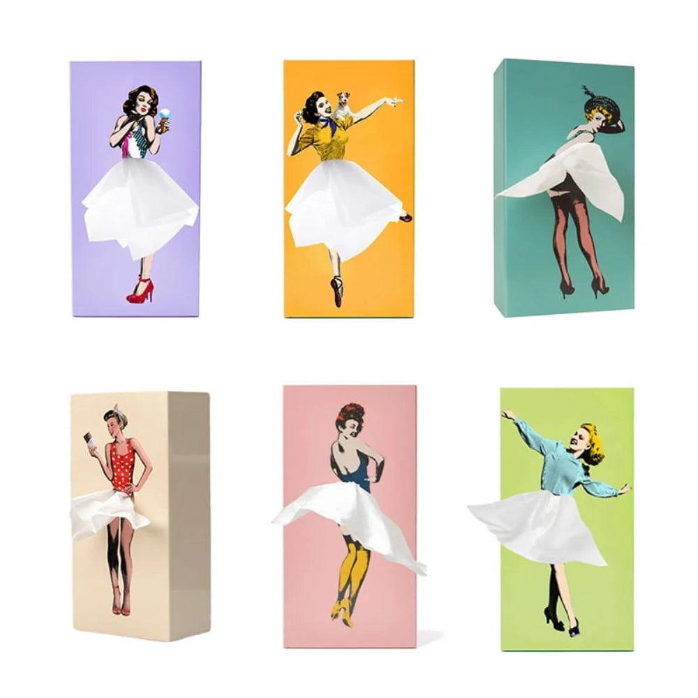 Tissue Box Cover Dancing Figure Design Fits Standard Packs