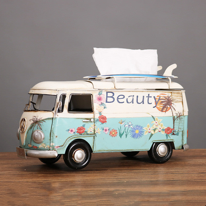 Tissue Box Cover Handcrafted Painted Floral Iron
