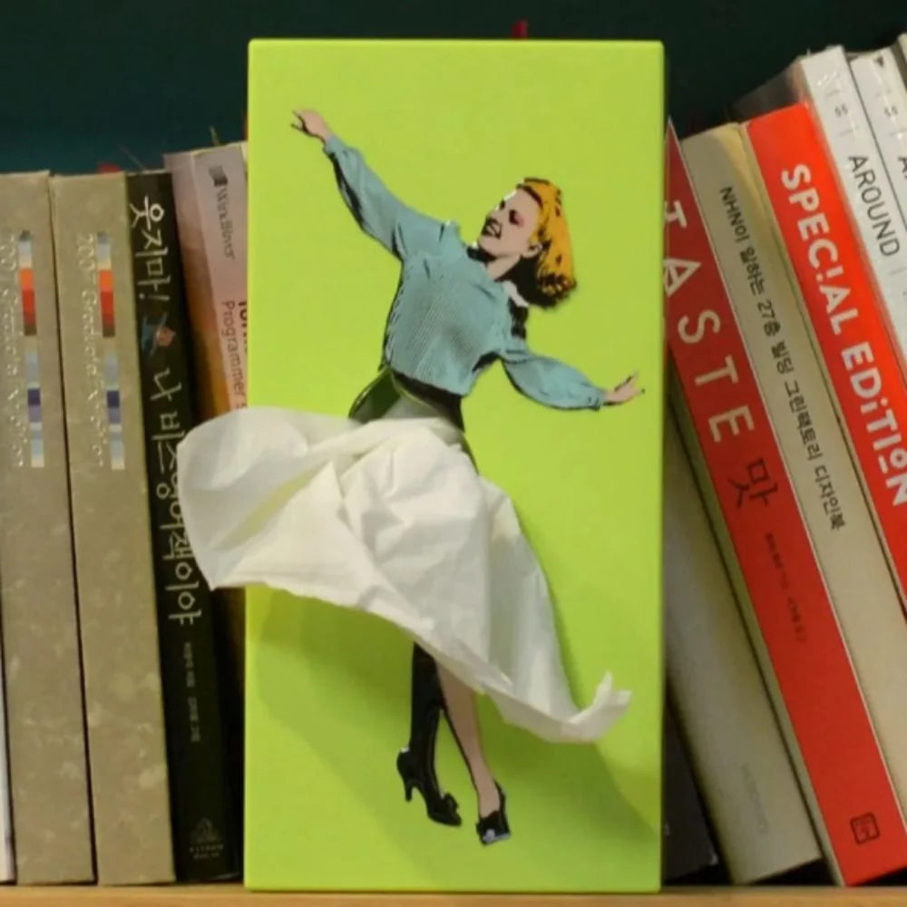 Tissue Box Flying Skirt Sculpture Weighted Base
