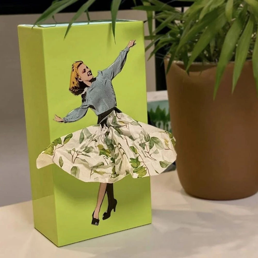 Tissue Box Flying Skirt Sculpture Weighted Base