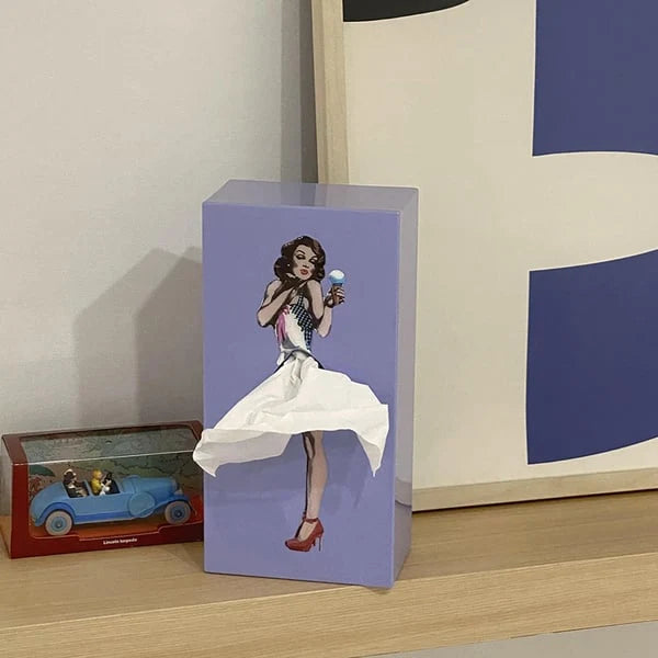 Tissue Box Flying Skirt Sculpture Weighted Base