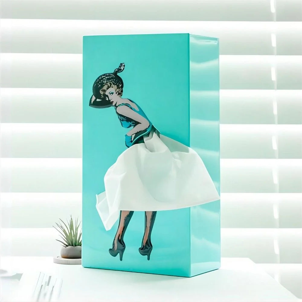 Tissue Box Flying Skirt Sculpture Weighted Base