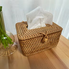 Tissue Box Handwoven Rattan Dust-Resistant Lid