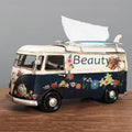 Tissue Box Holder Hand-Painted Floral Retro Bus