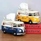Tissue Box Holder Hand-Painted Floral Retro Bus