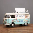 Tissue Box Holder Hand-Painted Floral Retro Bus