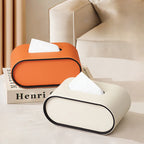 Tissue Box Holder Oval Premium Leather Compact
