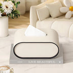Tissue Box Holder Oval Premium Leather Compact