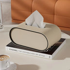 Tissue Box Holder Oval Premium Leather Compact
