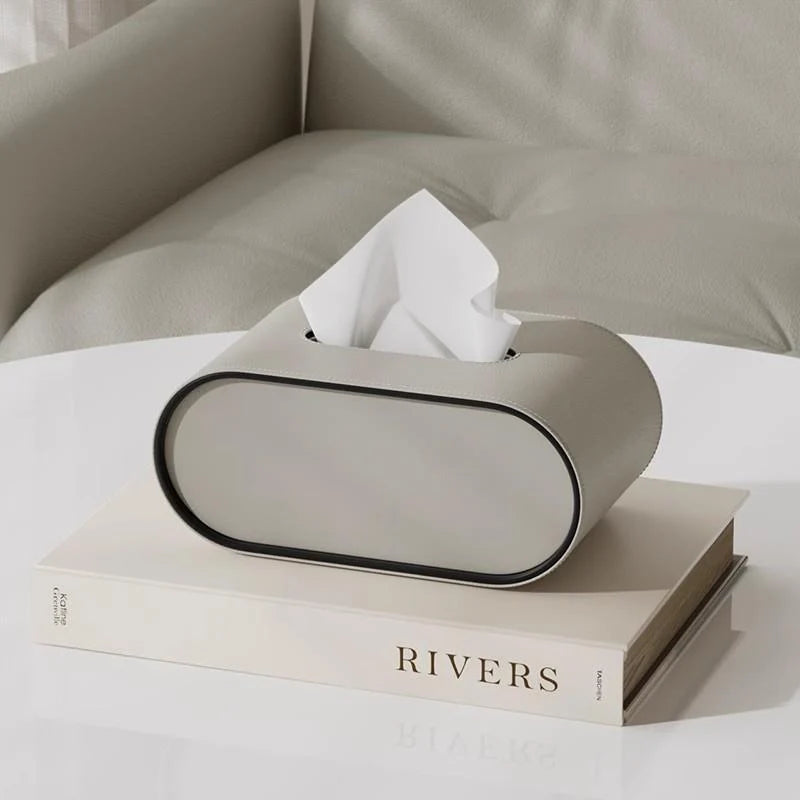 Tissue Box Holder Oval Premium Leather Compact