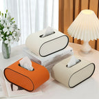 Tissue Box Holder Oval Premium Leather Compact