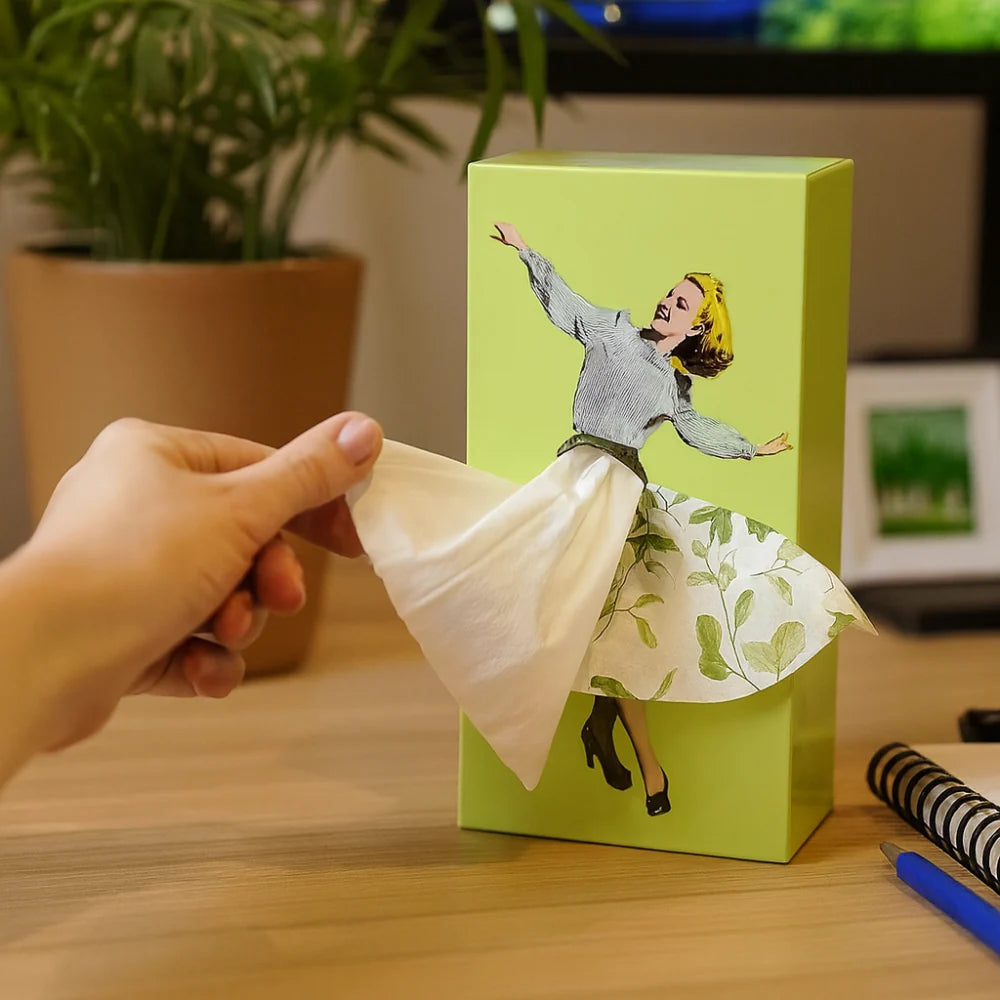 Tissue Box Holder Skirt Figure Fits Standard Boxes