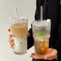 To-Go Cup Ribbed Borosilicate Glass Leak-Proof Lid