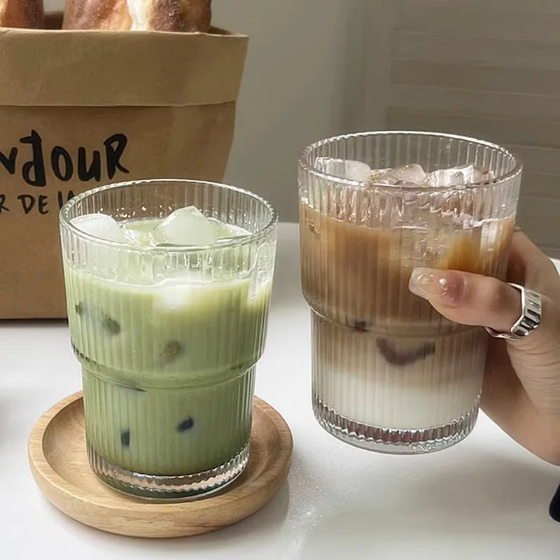 To-Go Cup Ribbed Borosilicate Glass Leak-Proof Lid