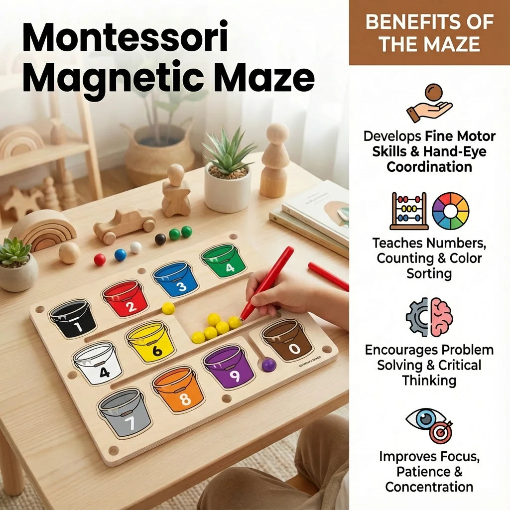 Toddler Activity Board Spill-Proof Magnetic Sorting Maze