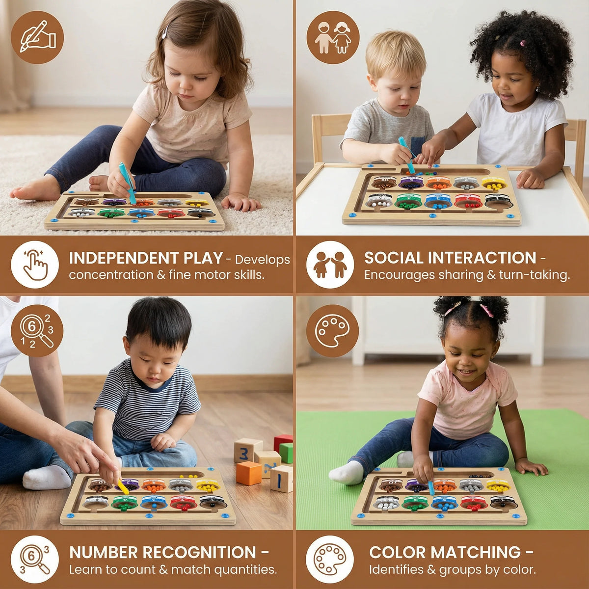 Toddler Activity Board Spill-Proof Magnetic Sorting Maze
