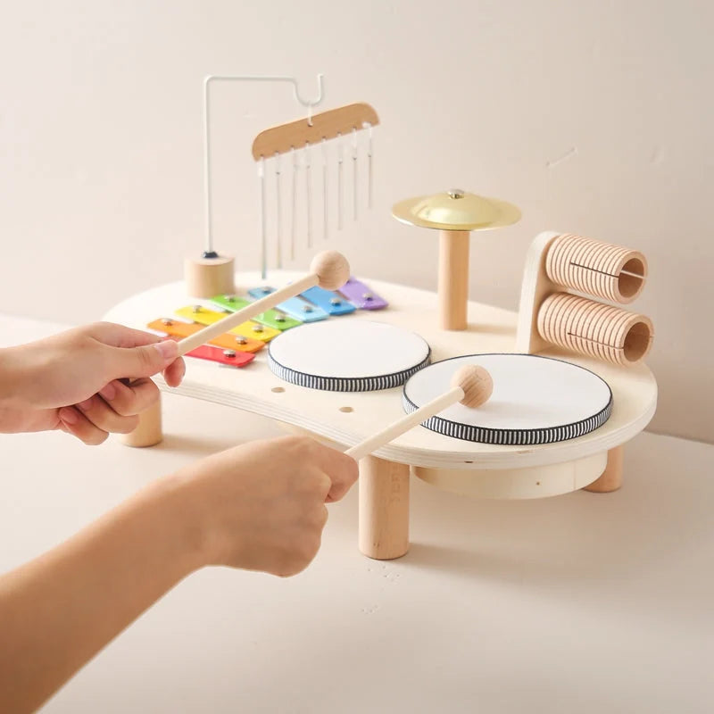 Toddler Music Table Wooden Xylophone & Drums