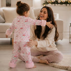Toddler Pajama Set Santa & Snowflake Print Soft Fur-Trim