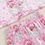 Toddler Pajama Set Santa & Snowflake Print Soft Fur-Trim
