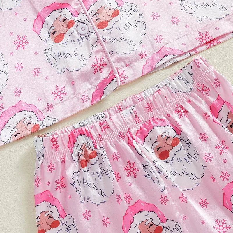 Toddler Pajama Set Santa & Snowflake Print Soft Fur-Trim