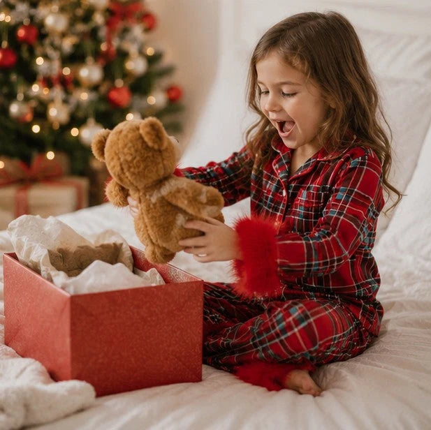 Toddler Pajama Set Santa & Snowflake Print Soft Fur-Trim