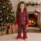 Toddler Pajama Set Santa & Snowflake Print Soft Fur-Trim