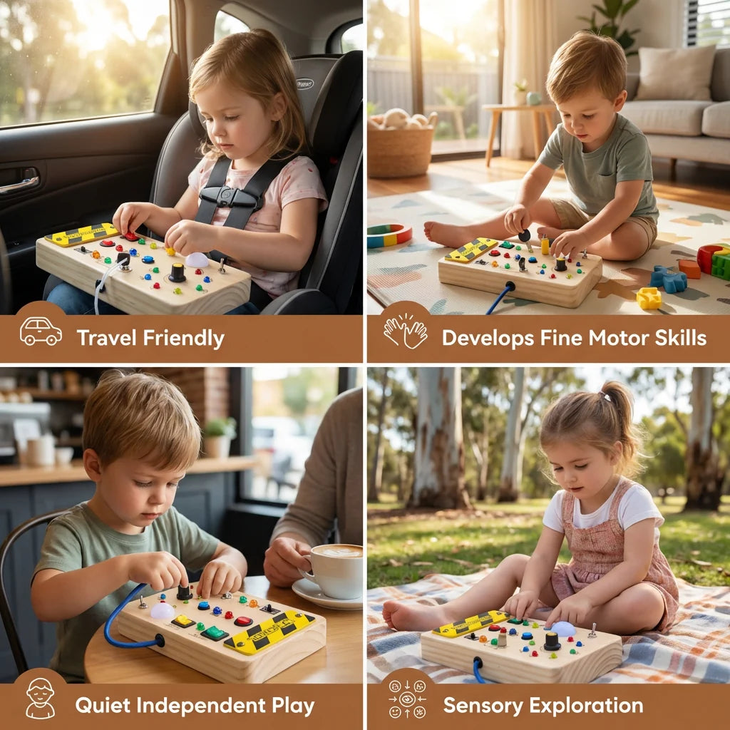 Toddler Sensory Board Working Switches & LED Lights