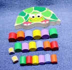 Toddler Stacking Toy Turtle Hand-Painted Natural Wood