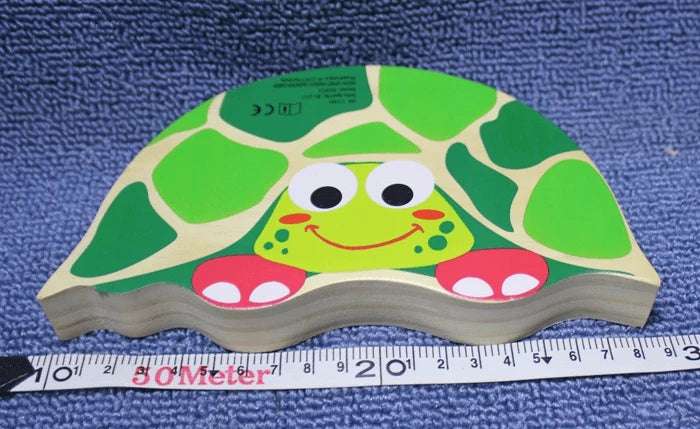 Toddler Stacking Toy Turtle Hand-Painted Natural Wood