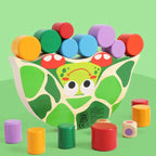 Toddler Stacking Toy Turtle Hand-Painted Natural Wood
