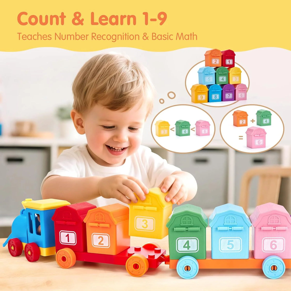 Toddler Train Set Numbered Carts & Farm Animals