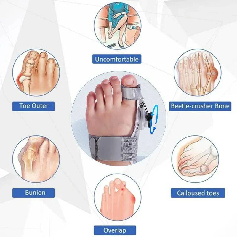 Toe Corrector Adjustable 3D Knob & Silicone Cushions