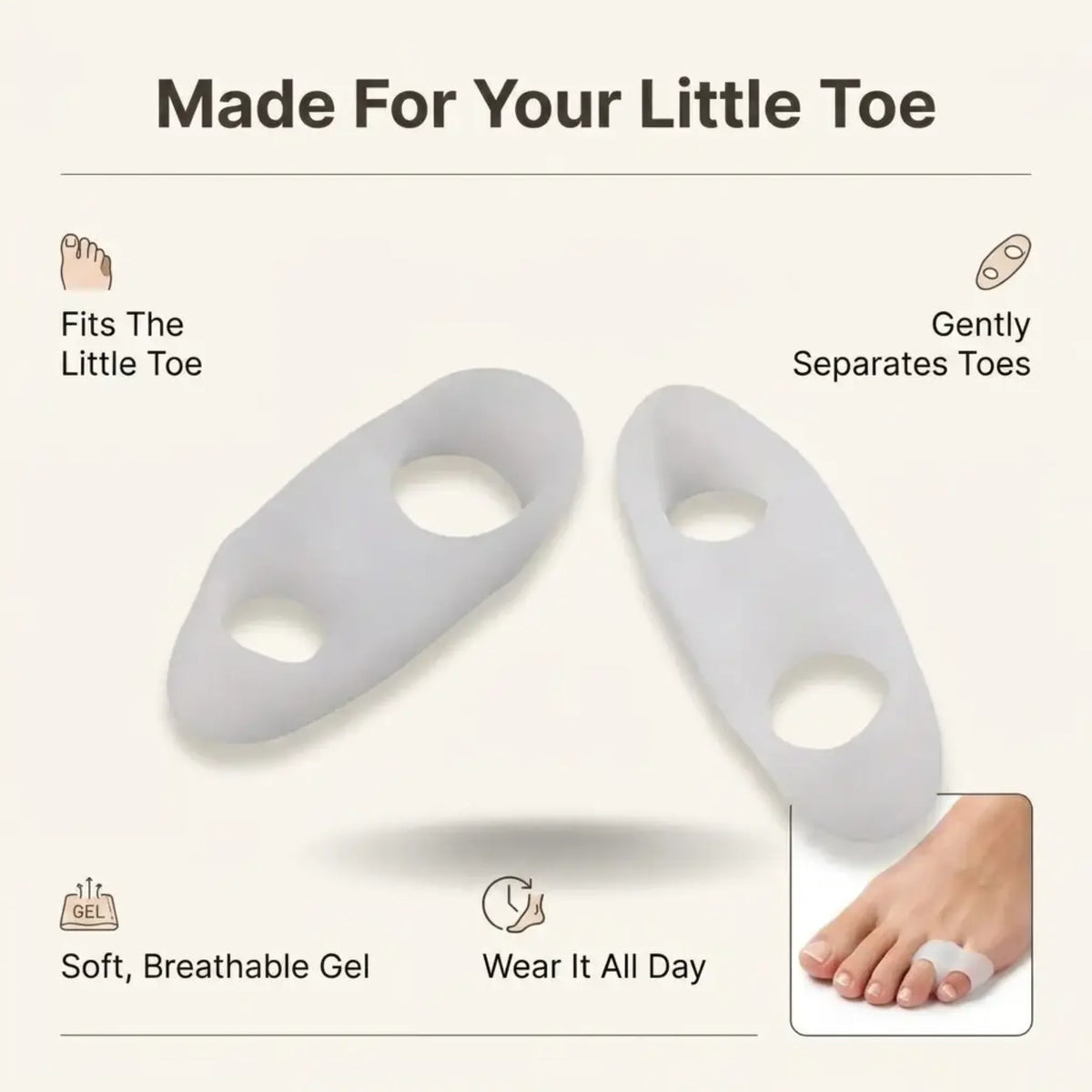Toe Separators Breathable Flexible Polymer Bunion & Hammertoe Relief