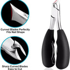 Toenail Clipper High-Leverage Curved Stainless Steel Ergonomic Non-Slip Handle