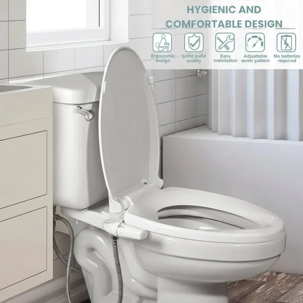 Toilet Bidet Attachment Dual Nozzle Retractable Adjustable Pressure