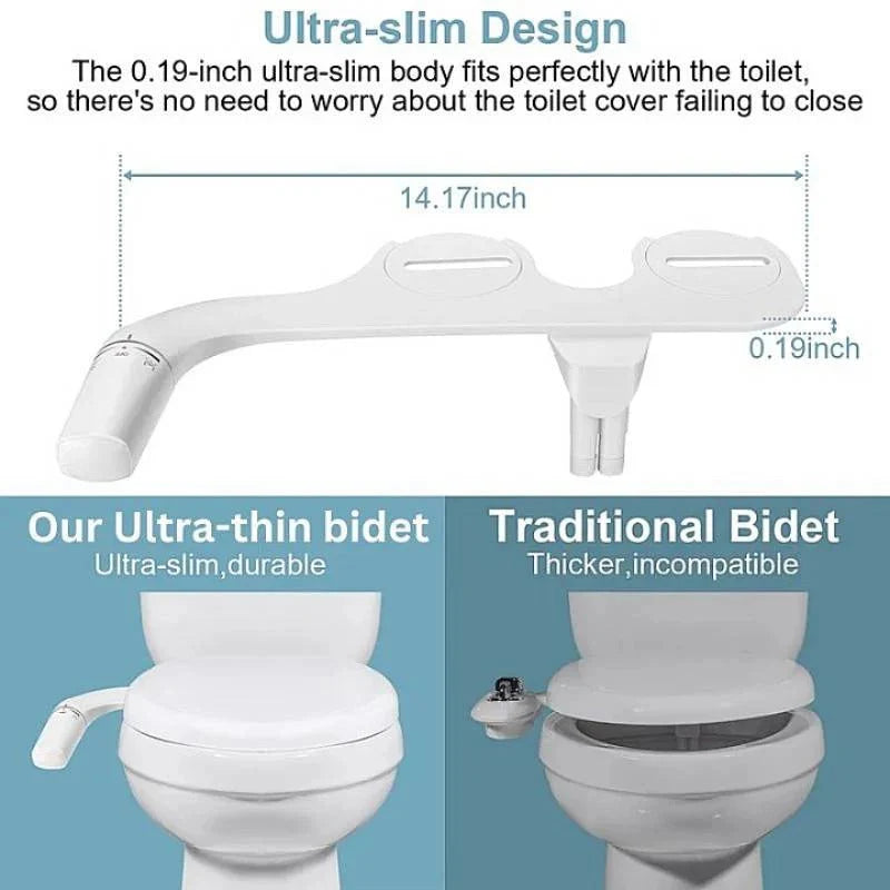 Toilet Bidet Attachment Dual Nozzle Retractable Adjustable Pressure