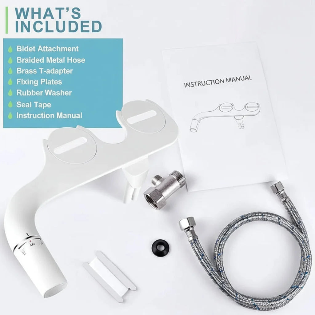 Toilet Bidet Attachment Dual Nozzle Retractable Adjustable Pressure